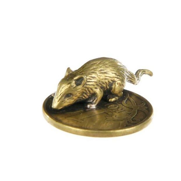 Purse mouse charm with coin for good luck in money matters